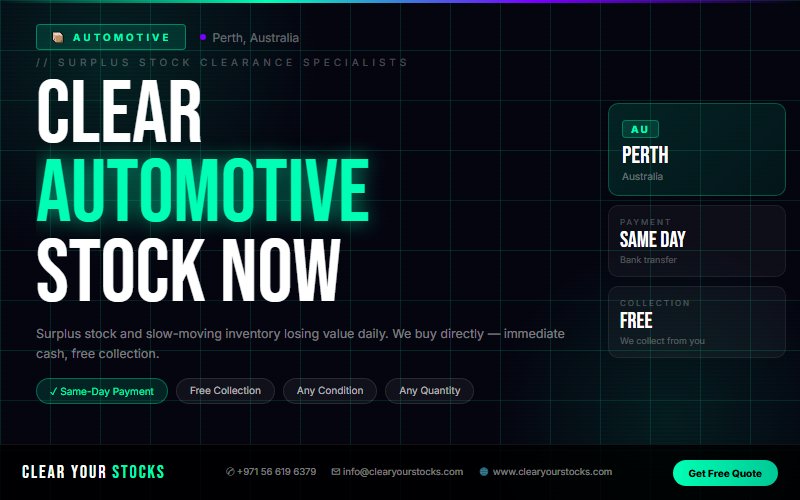 Dead Stock Buyers in Australia — Automotive Clearance Near Perth, Australia