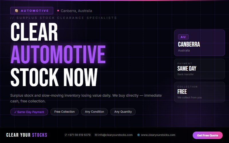 Fastest Automotive Stock Clearance in Canberra, Australia — Any Condition, Any Quantity