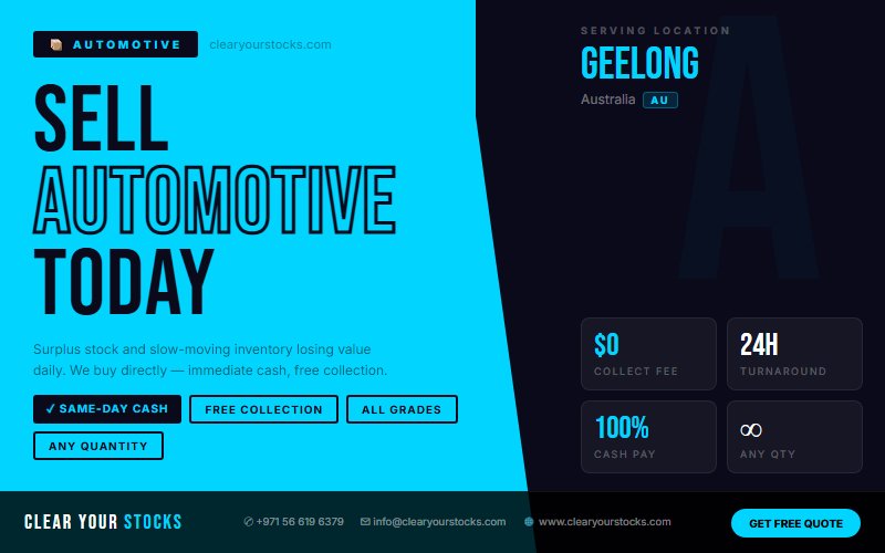Obsolete Automotive Inventory in Geelong, Australia — Turn It Into Cash Now