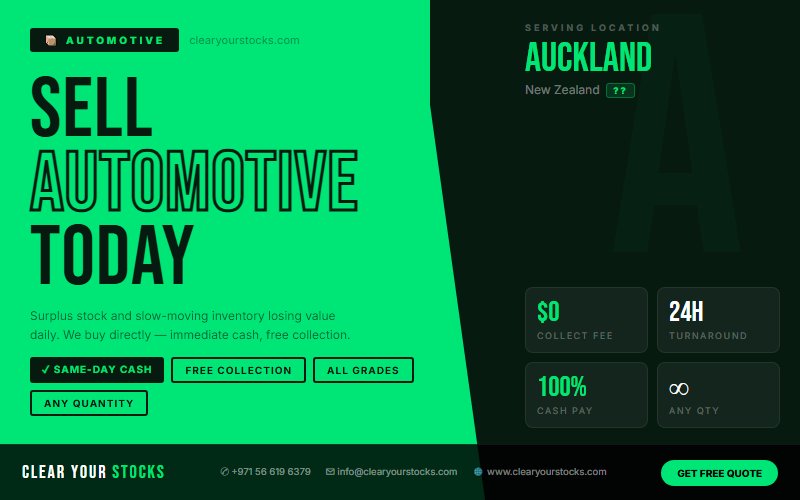 Auckland, New Zealand Surplus Automotive Stock Buyers — Fair Price, Fast Collection