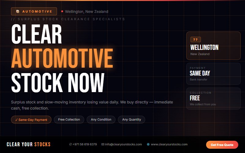 Immediate Cash Offer for Automotive Dead Stock in Wellington, New Zealand