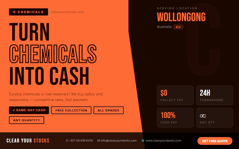 Overstock Chemicals Buyers Australia — Clear Your Wollongong, Australia Warehouse Today