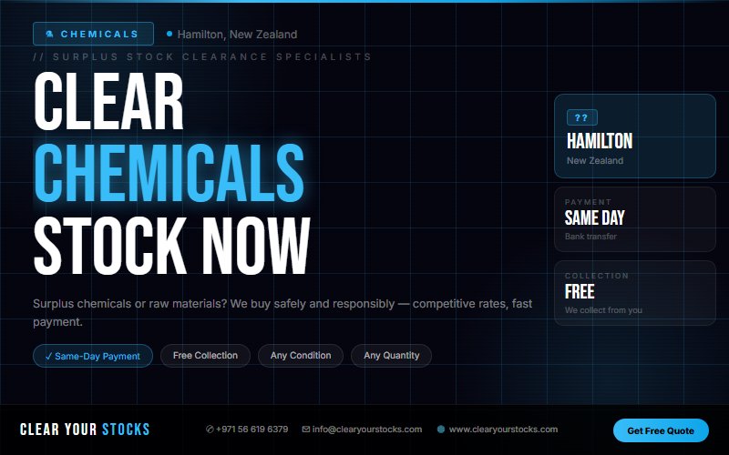 We Purchase Chemicals Dead Stock in Hamilton, New Zealand — Free Collection, Instant Pay
