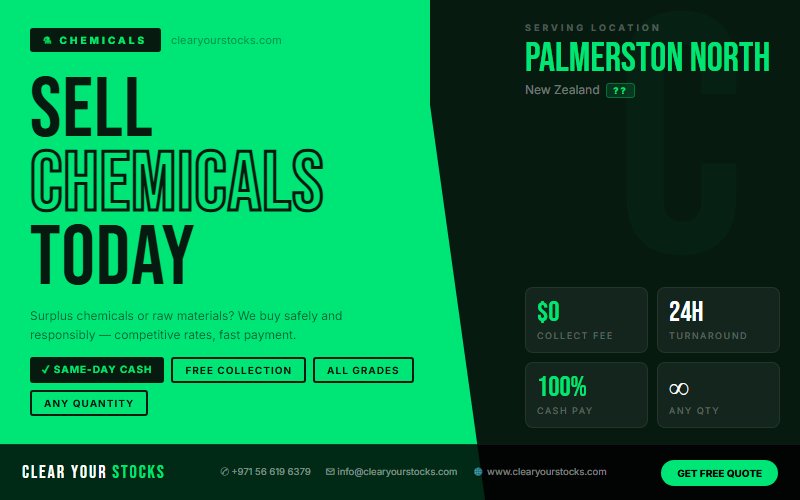 Palmerston North, New Zealand Non-Moving Chemicals Stock Buyers — Same Day Collection and Pay