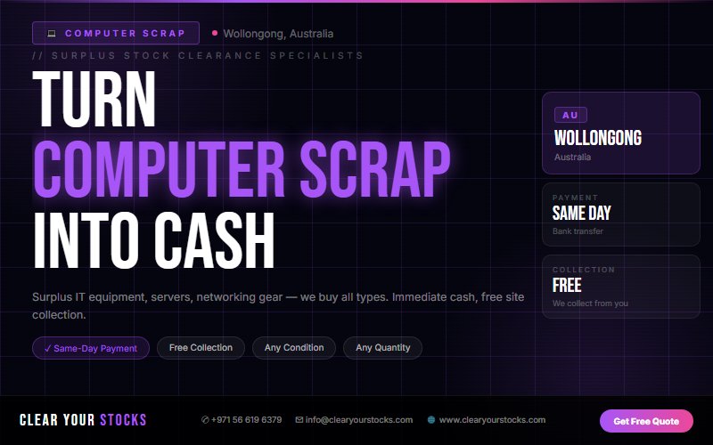 Dead Stock Buyers Near Wollongong, Australia — Computer Scrap Clearance with Same Day Pay