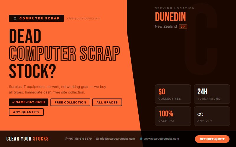 Surplus Computer Scrap Buyers Across New Zealand — Based Near Dunedin, New Zealand