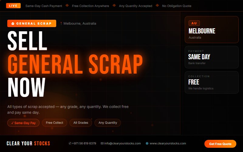 Melbourne, Australia General Scrap Stock Clearance Specialists — Clear Your Stocks 2026
