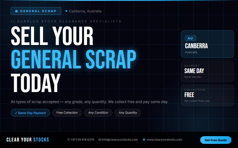 Canberra, Australia Surplus General Scrap Stock Buyers — Fair Price, Fast Collection