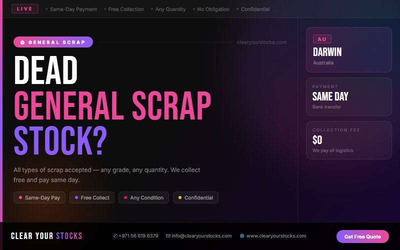 Overstock General Scrap Buyers Australia — Clear Your Darwin, Australia Warehouse Today