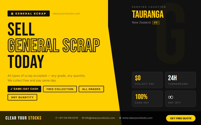 Dead General Scrap Stock in Tauranga, New Zealand? We Purchase It Immediately