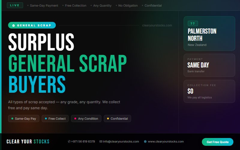 How to Sell Surplus General Scrap Stock in Palmerston North, New Zealand and Get Paid the Same Day