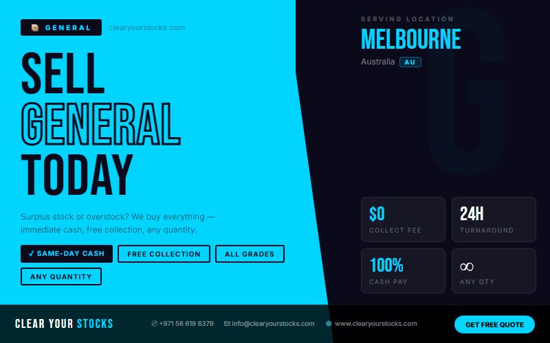 Sell Non-Moving General Inventory Near Melbourne, Australia — Instant Cash Payment