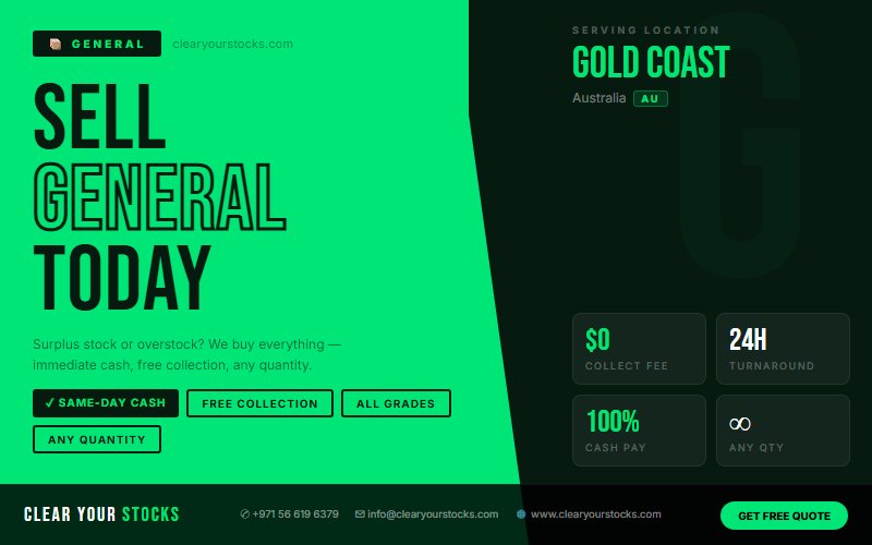 Gold Coast, Australia Businesses: Sell Your Excess General Stock — No Hassle