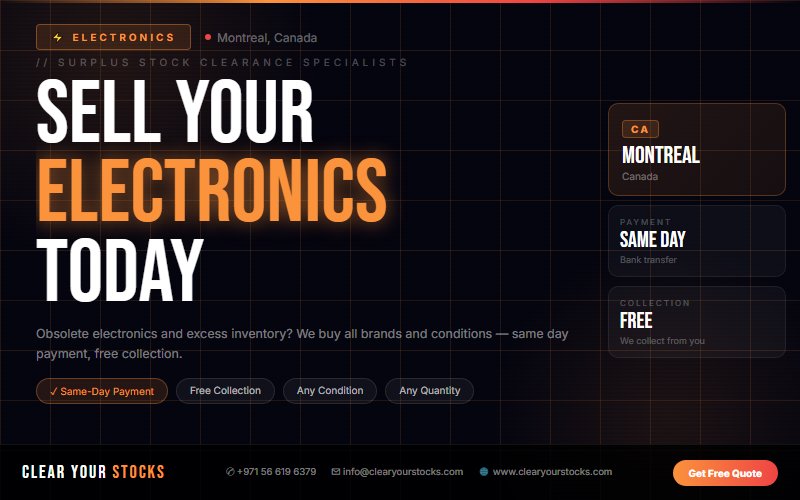 Liquidate Your Electronics Stock in Montreal, Canada — Clear Your Stocks Pays Same Day