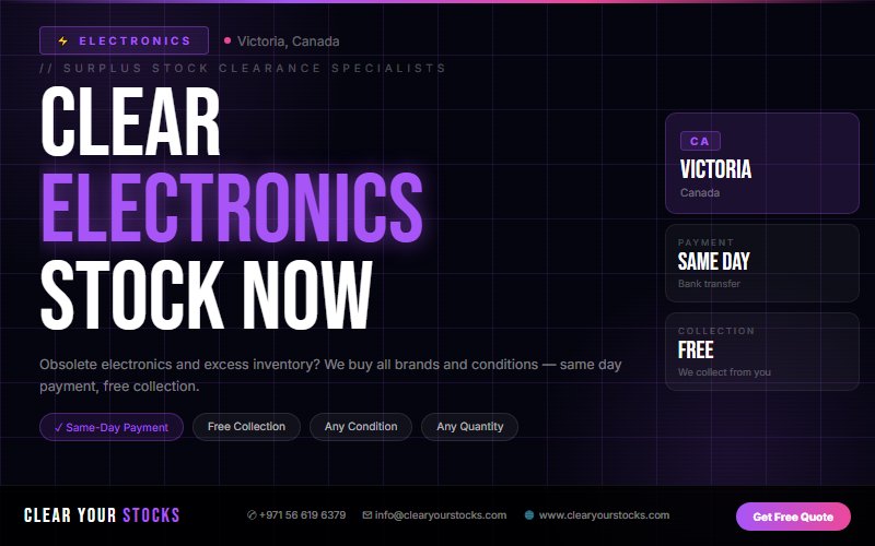 Victoria, Canada Non-Moving Electronics Stock Buyers — Same Day Collection and Pay