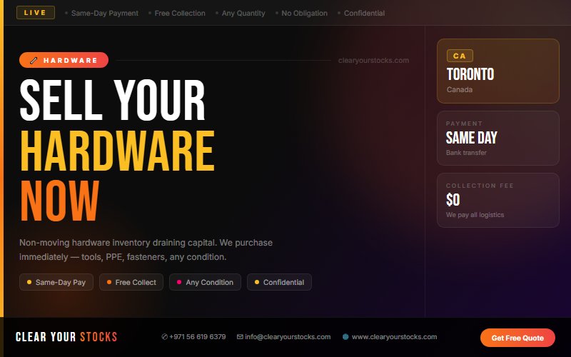 Looking for Dead Hardware Stock Buyers Near Toronto, Canada? Contact Us Today