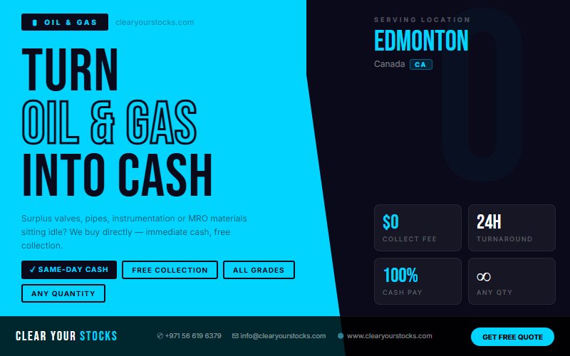 How to Sell Surplus Oil & Gas Stock in Edmonton, Canada and Get Paid the Same Day
