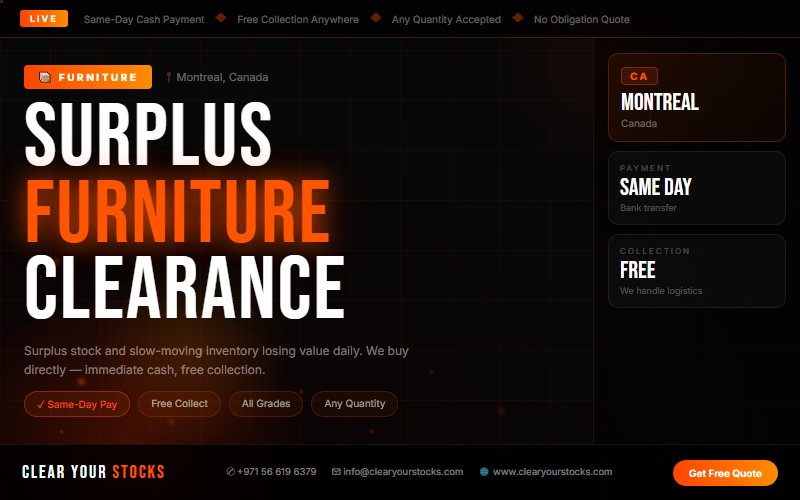 Montreal, Canada Furniture Stock Clearance Specialists — Clear Your Stocks 2026