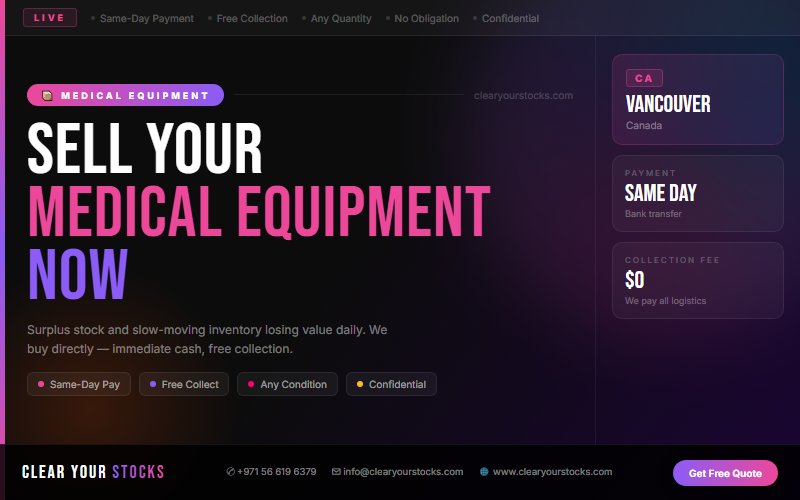 Vancouver, Canada Surplus Medical Equipment Stock Buyers — Fair Price, Fast Collection