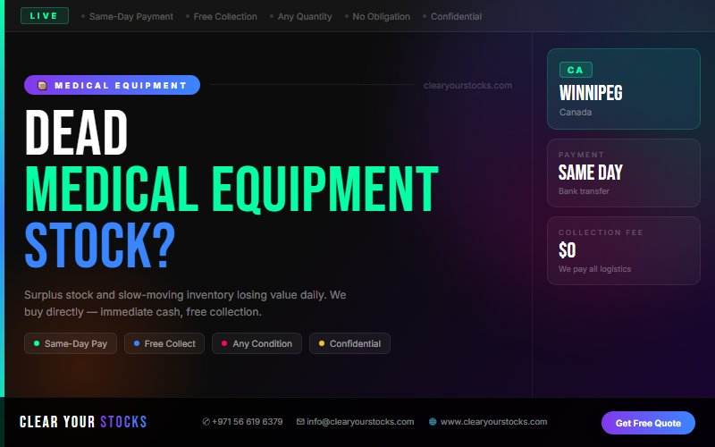 Nearest Medical Equipment Dead Stock Buyer in Winnipeg, Canada — Clear Your Stocks