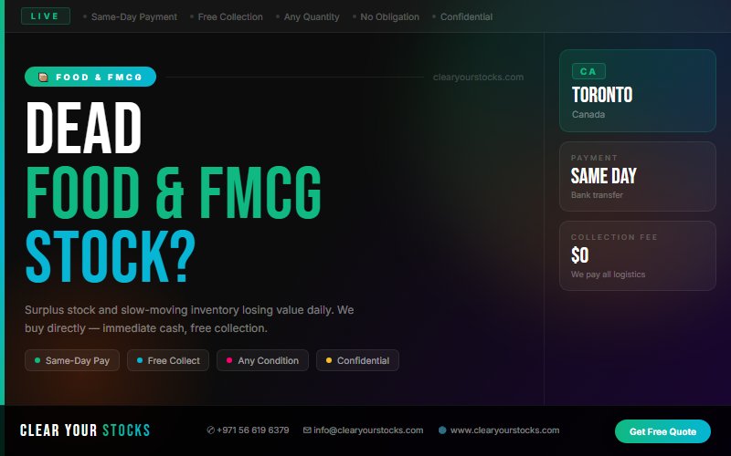 Sell Your Food & FMCG Dead Stock Anywhere in Canada — Fast Payment
