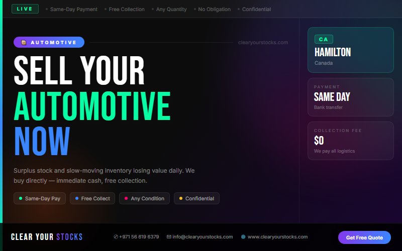 Clear Your Automotive Warehouse in Hamilton, Canada — We Buy Everything
