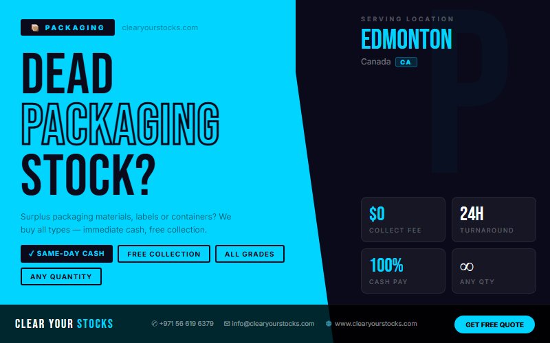 Dead Stock Buyers in Canada — Packaging Clearance Near Edmonton, Canada