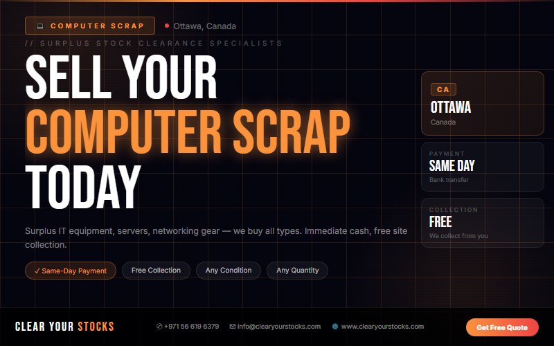 Clear Your Computer Scrap Warehouse in Ottawa, Canada — We Buy Everything