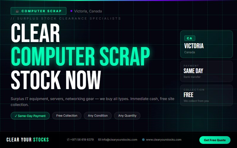 How to Sell Surplus Computer Scrap Stock in Victoria, Canada and Get Paid the Same Day