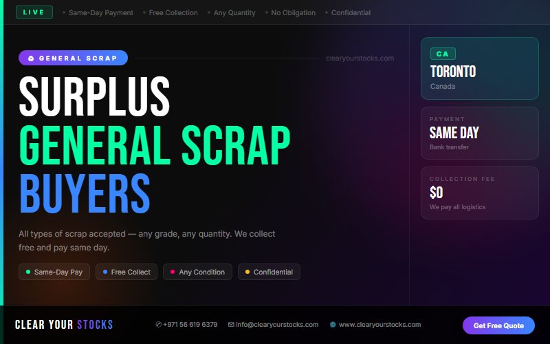 Excess and Obsolete General Scrap Stock Clearance in Toronto, Canada — 2026
