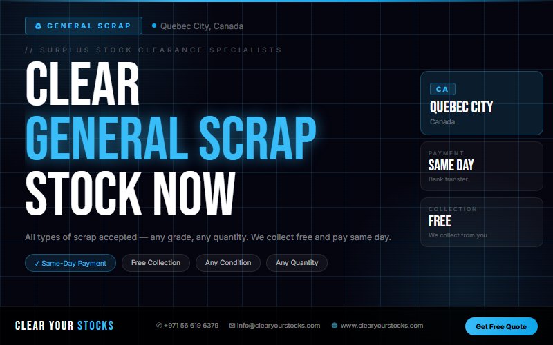 Turn Your Dead General Scrap Inventory Into Instant Cash in Quebec City, Canada