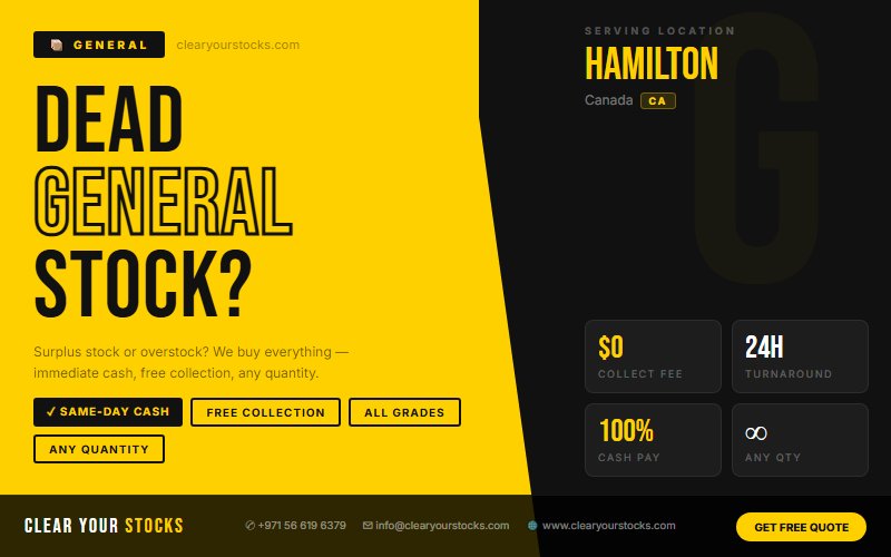 Get Immediate Cash for Your Surplus General Stock in Hamilton, Canada Today