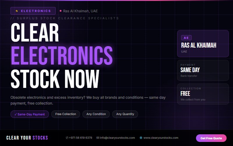 Non-Moving Electronics Stock in Ras Al Khaimah, UAE? Clear Your Stocks Buys It Today