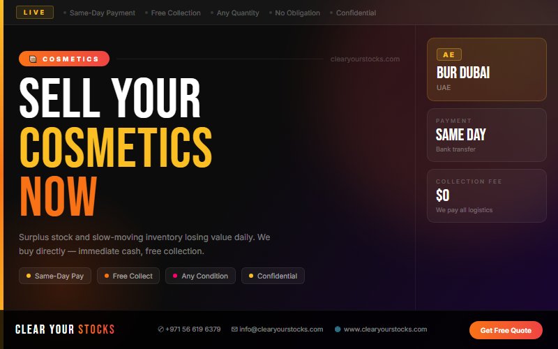 Non-Moving Stock Buyers UAE — Cosmetics | Bur Dubai, UAE Same Day Pay