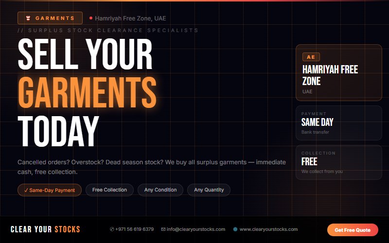 Sell Non-Moving Garments Inventory Near Hamriyah Free Zone, UAE — Instant Cash Payment