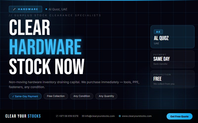 Al Quoz, UAE Warehouse Full of Unsold Hardware? We Clear It Fast