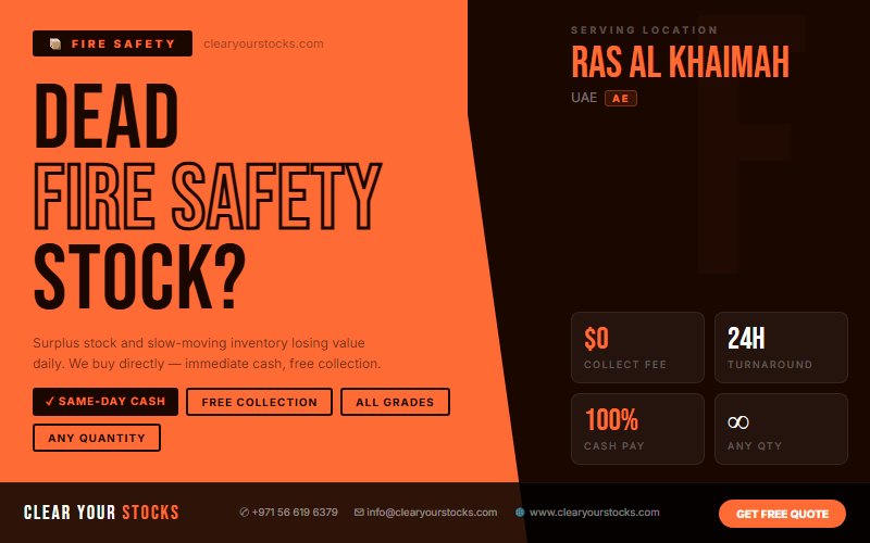 Fire Safety Dead Stock Buyers Near Ras Al Khaimah, UAE — Free Collection Anywhere