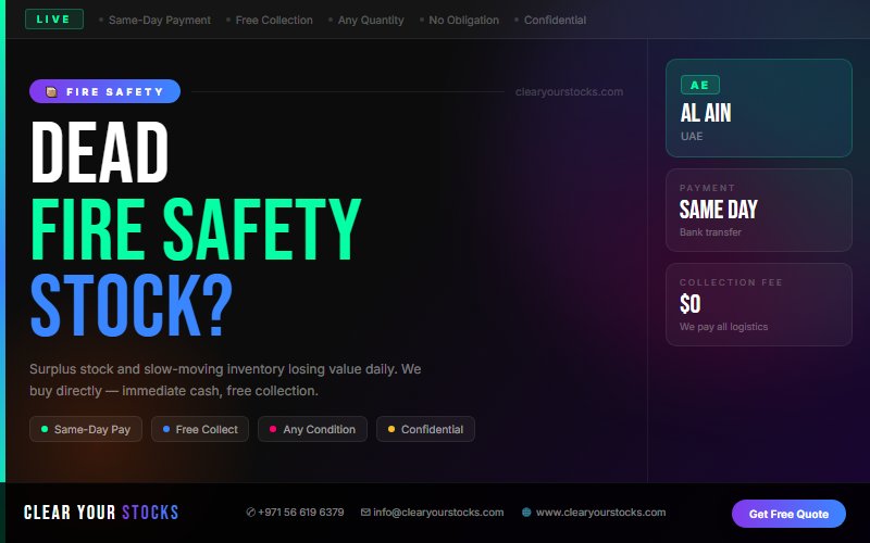 We Are Buying Fire Safety Surplus Stock in Al Ain, UAE Right Now