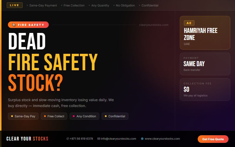 Fire Safety Inventory Liquidation in Hamriyah Free Zone, UAE — Best Rates, Fast Payment