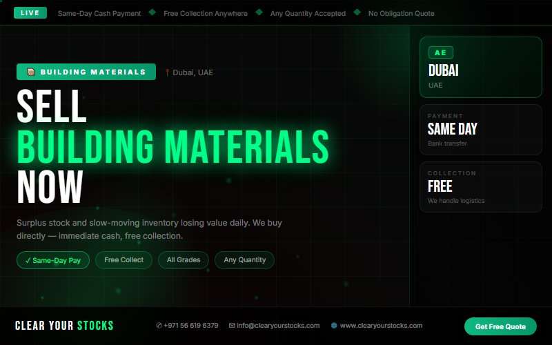 Obsolete Building Materials Stock Buyers in UAE — Free Collection Near Dubai, UAE