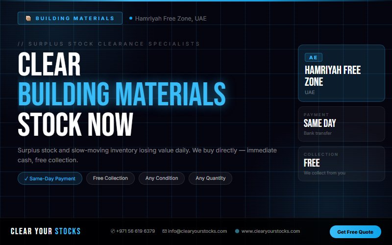 Dead Stock Buyers Near Hamriyah Free Zone, UAE — Building Materials Clearance with Same Day Pay