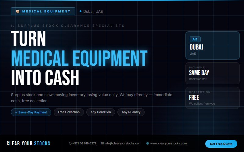 Immediate Cash Offer for Medical Equipment Dead Stock in Dubai, UAE