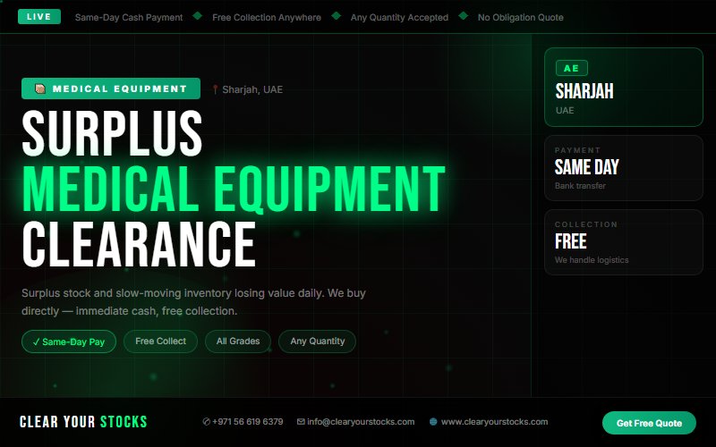 Dead Medical Equipment Stock in Sharjah, UAE? We Purchase It Immediately
