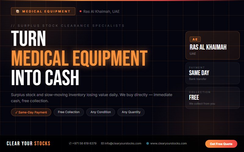 Non-Moving Stock Buyers UAE — Medical Equipment | Ras Al Khaimah, UAE Same Day Pay
