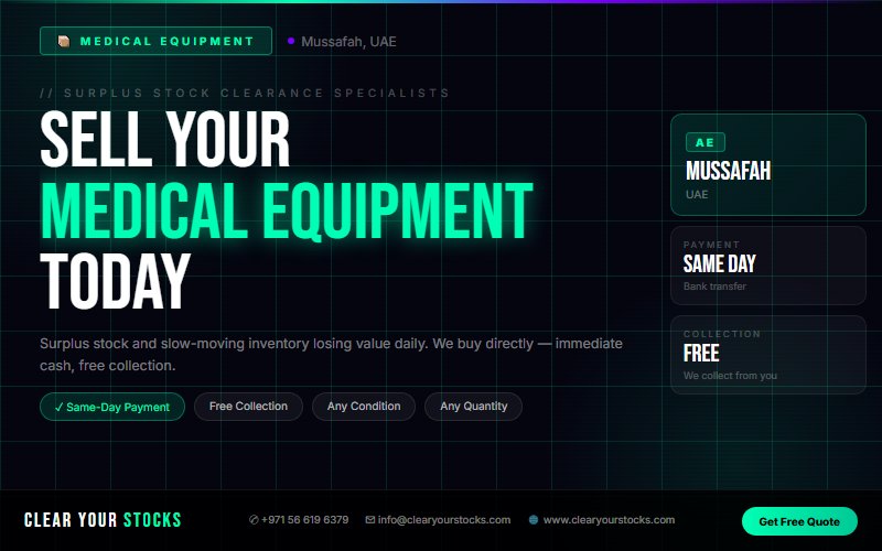 Non-Moving Medical Equipment Stock Buyers in UAE — Serving Mussafah, UAE and Beyond