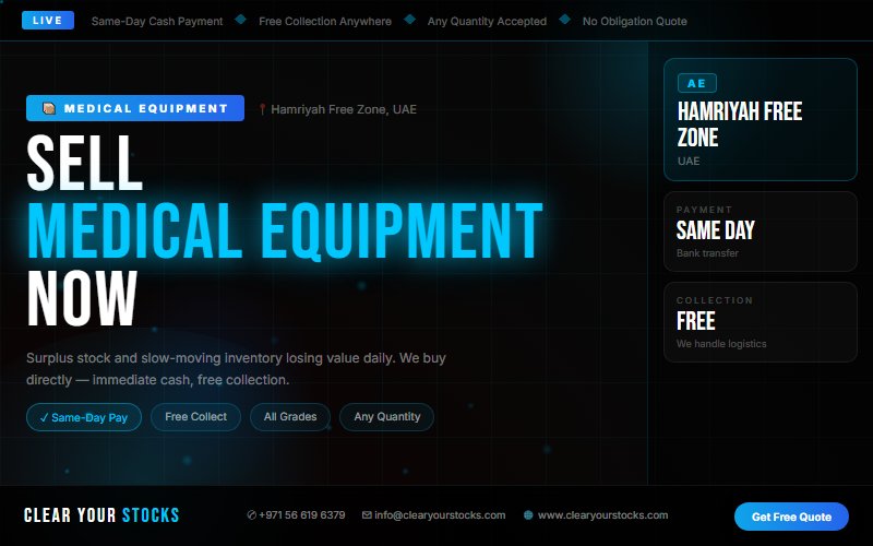 Medical Equipment Surplus Stock in Hamriyah Free Zone, UAE: Your Complete 2026 Selling Guide