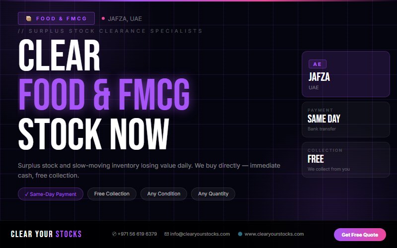 Food & FMCG Inventory Liquidation in JAFZA, UAE — Best Rates, Fast Payment