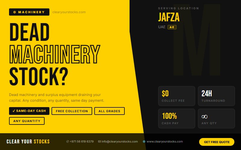 Unwanted Machinery Inventory Buyers in JAFZA, UAE — No Minimum Quantity