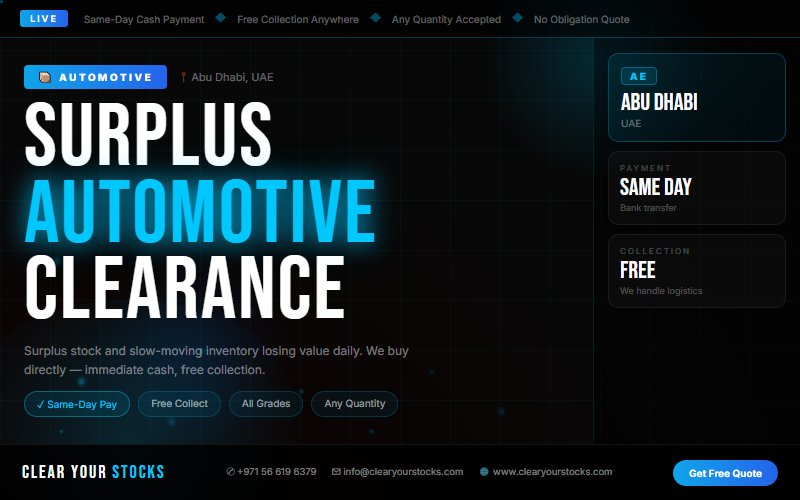 How to Sell Surplus Automotive Stock in Abu Dhabi, UAE and Get Paid the Same Day