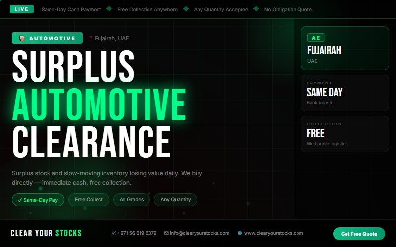 Overstock Automotive Buyers UAE — Clear Your Fujairah, UAE Warehouse Today